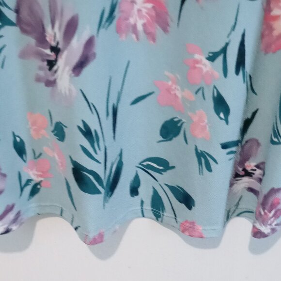 Roz & Ali Woman Azure Turquoise Floral 3/4 Bell Sleeve Blouse Size 2X - Picture 8 of 10